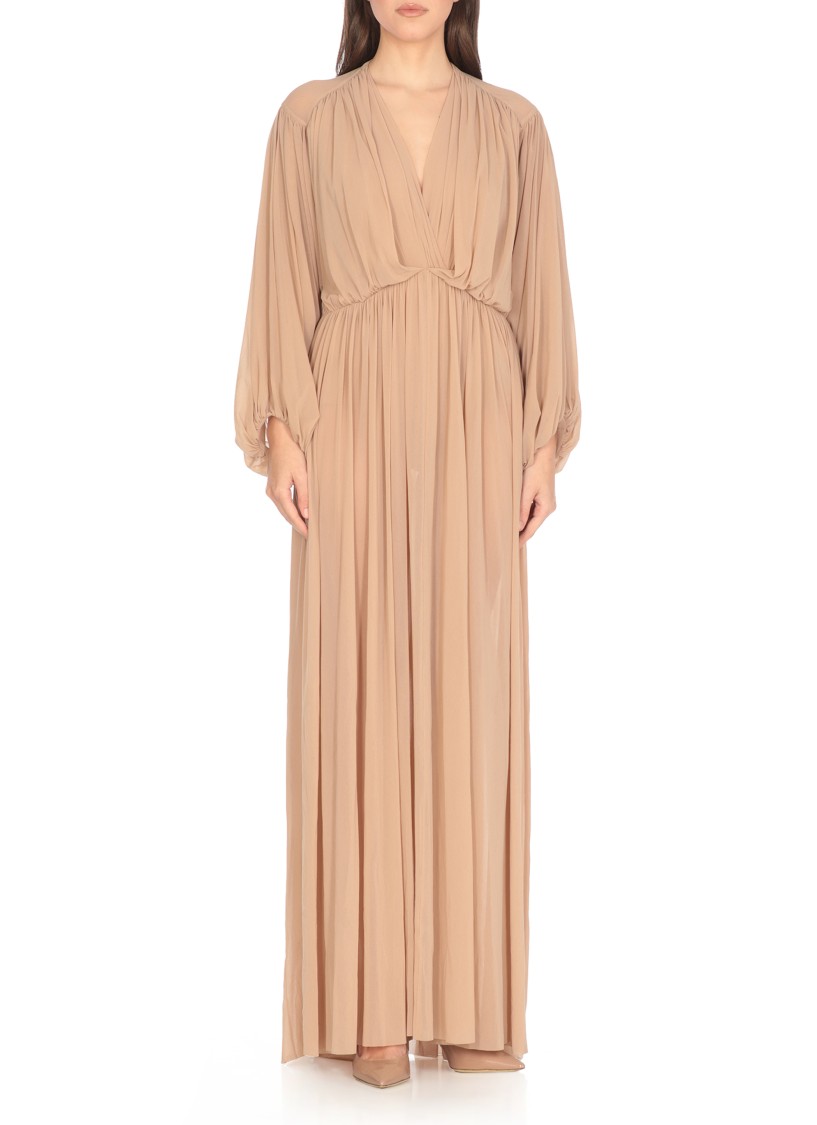 Philosophy Di Lorenzo Serafini Deep V-neck Maxi Dress With Billowy Sleeves