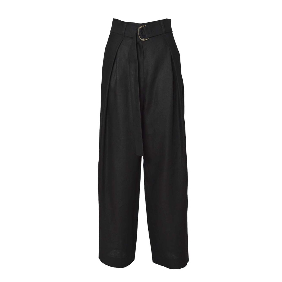Shop Max Mara Jane Wide Trousers In Black Linen