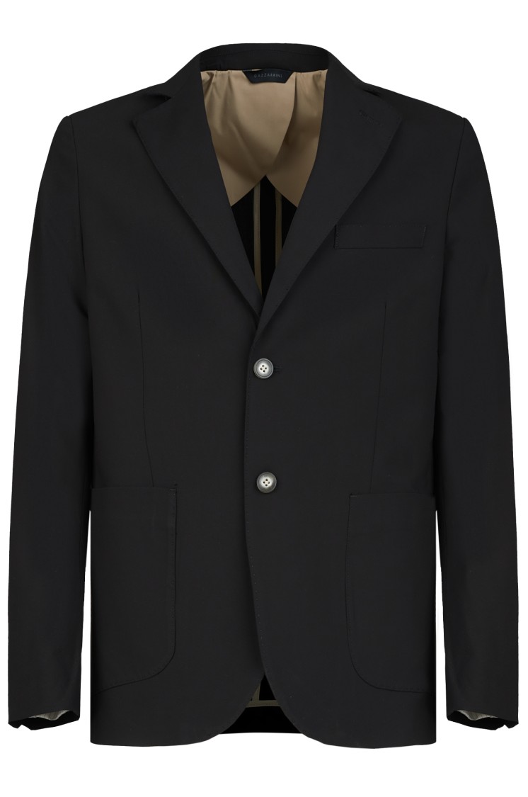 Gazzarrini X Michele Franzese Tailored Black Blazer In Wool-viscose Blend In Blue