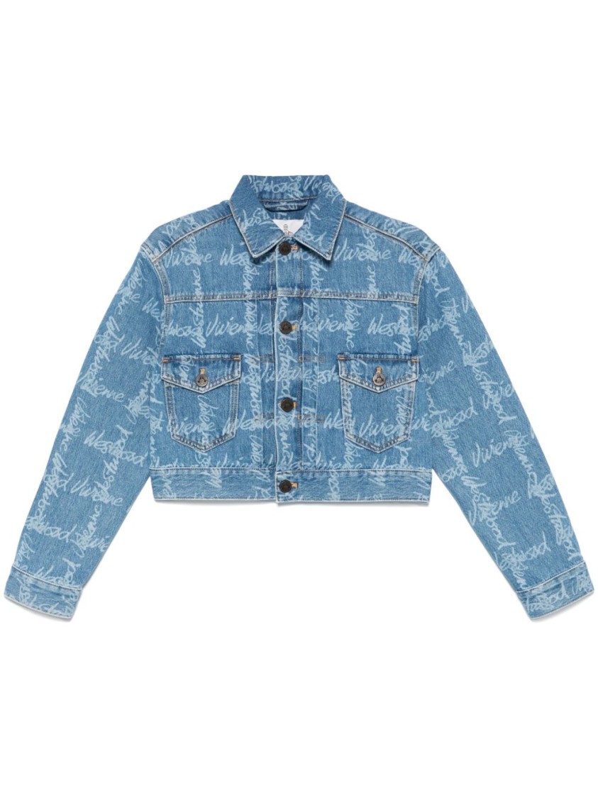 Vivienne Westwood Cropped Indigo Blue Jacket With Flap Pockets In Blue