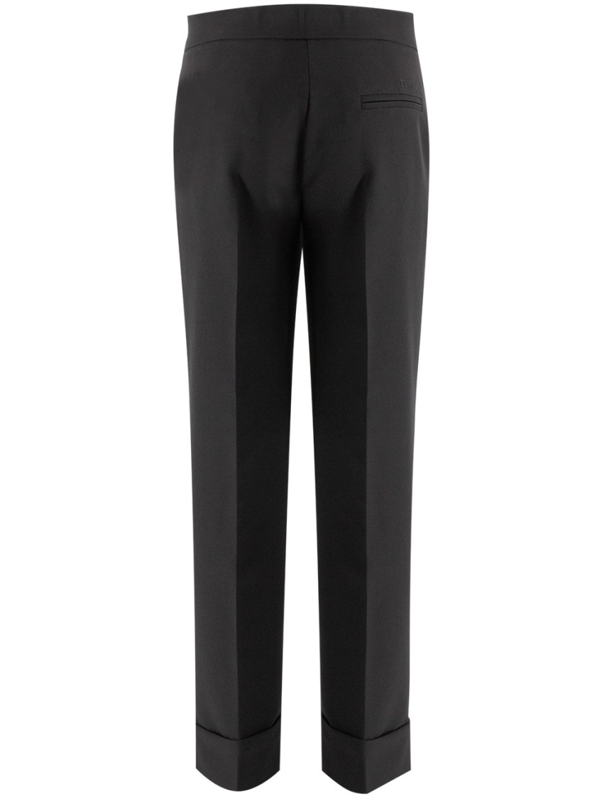 Ermanno Firenze Tailored Black Trousers With Wide Hem Lapels In Black