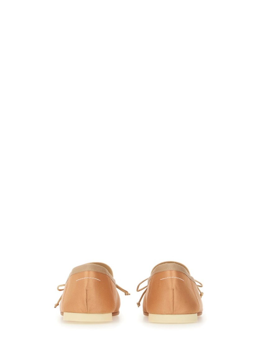 Mm6 Maison Margiela Mm6 By Maison Margiela Ballerina Flats With Logo And Bow Detail In Neutrals