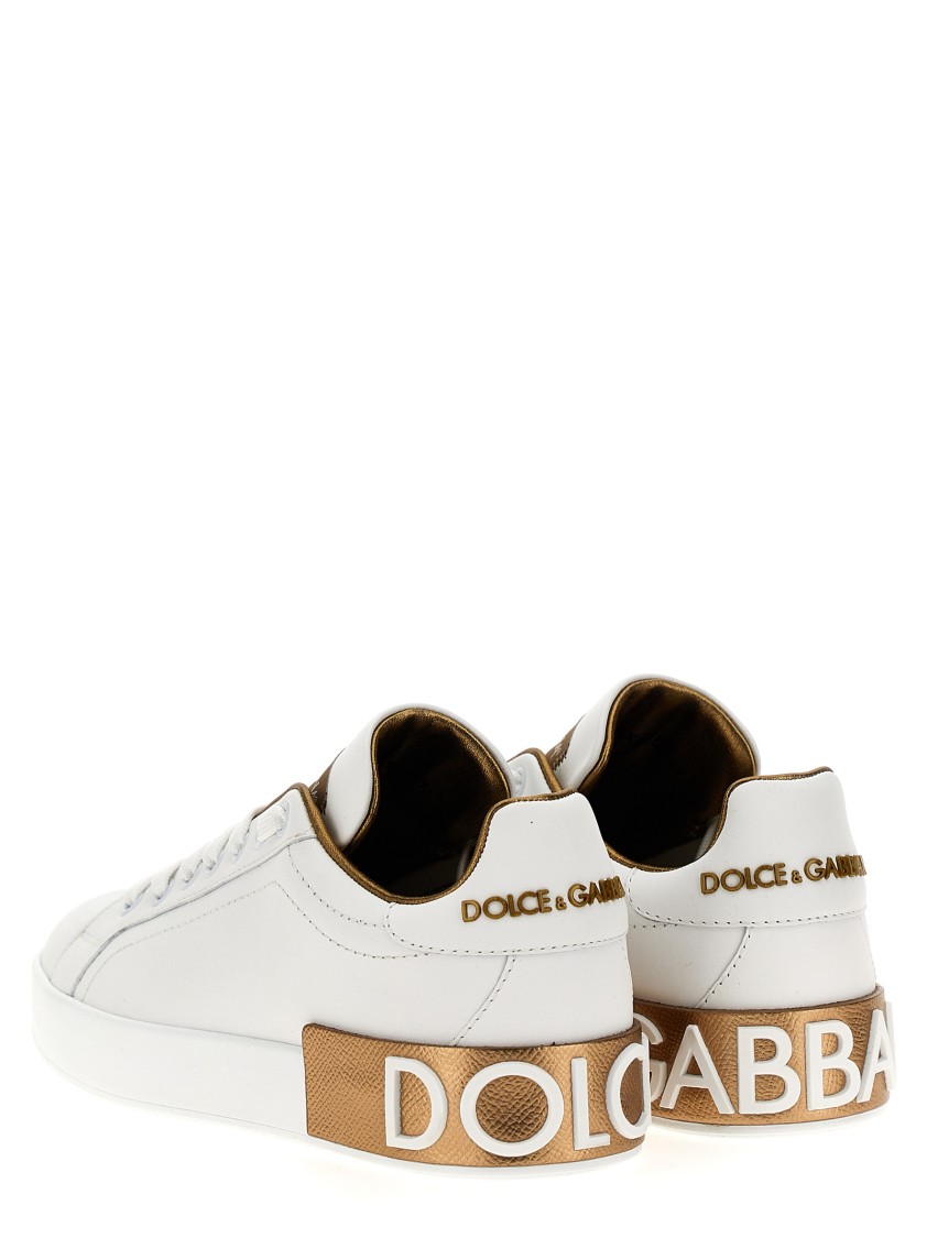 Dolce & Gabbana Women White Nappa Leather Portofino Sneakers In White