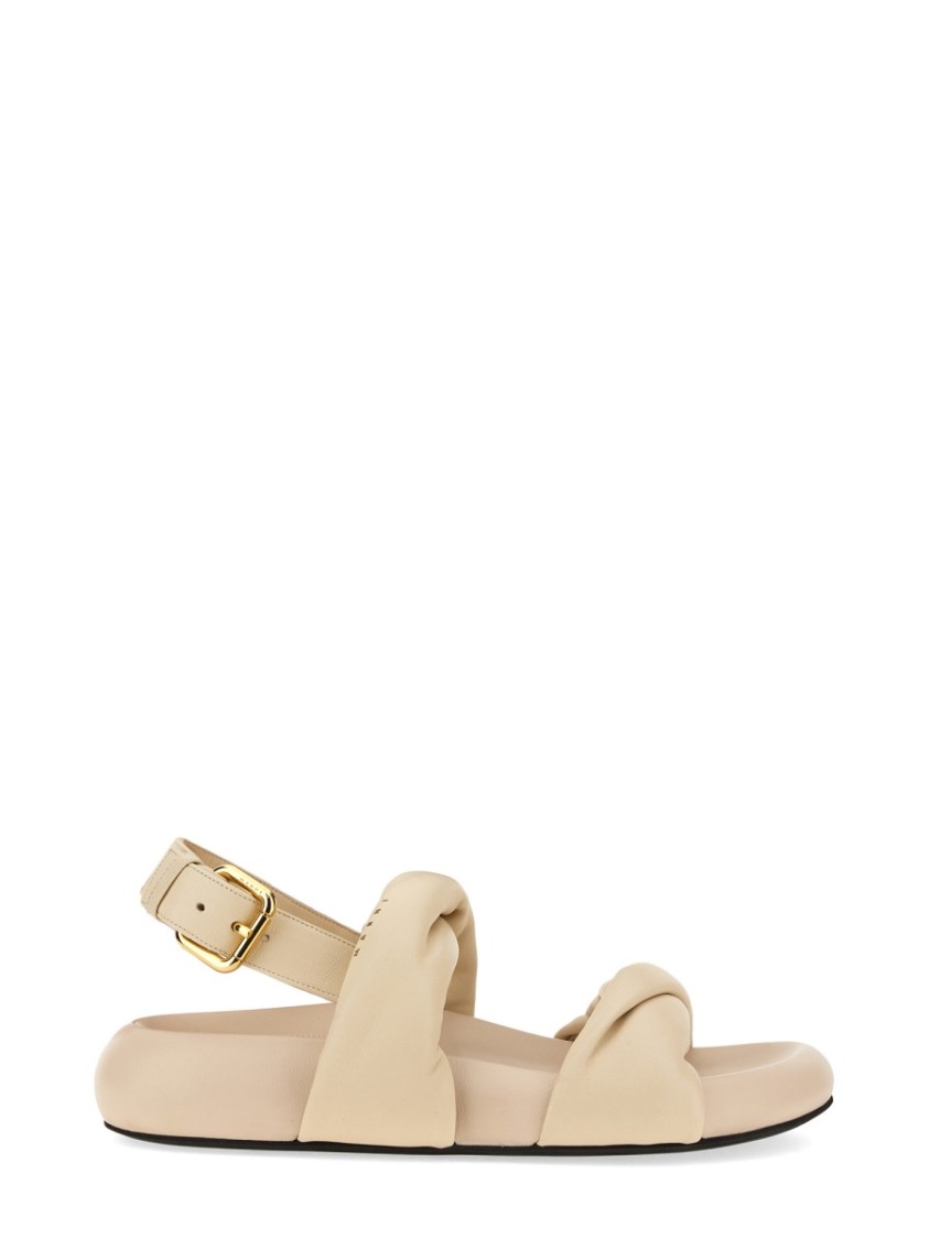 Marni Knotted Design Leather Sandals With Adjustable Buckle In Neutrals