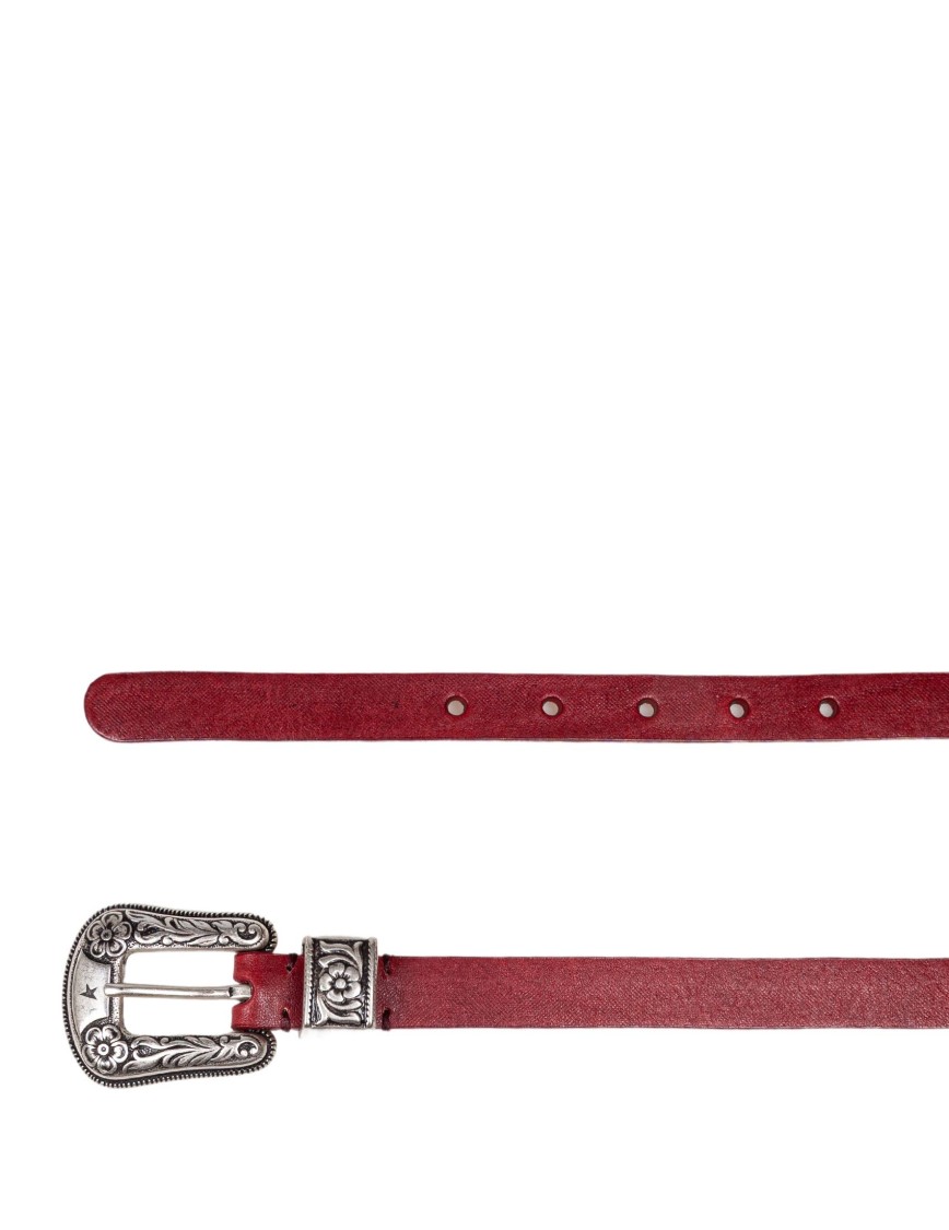 Golden Goose Deluxe Brand Cherry Vintage-effect Washed Leather Belt In Red