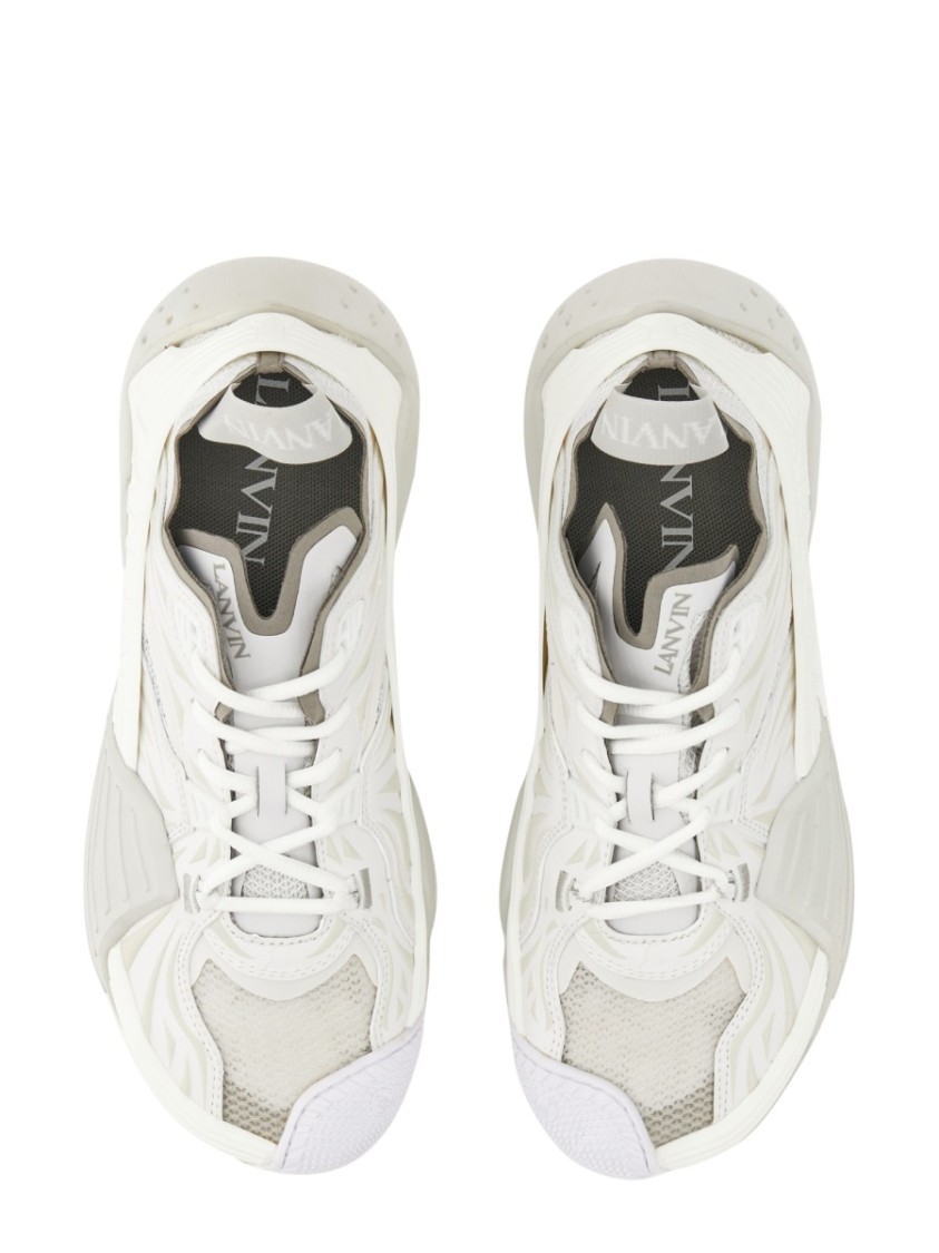 Shop Lanvin Flash-x Mesh Upper Sneakers With Textured Panels In White