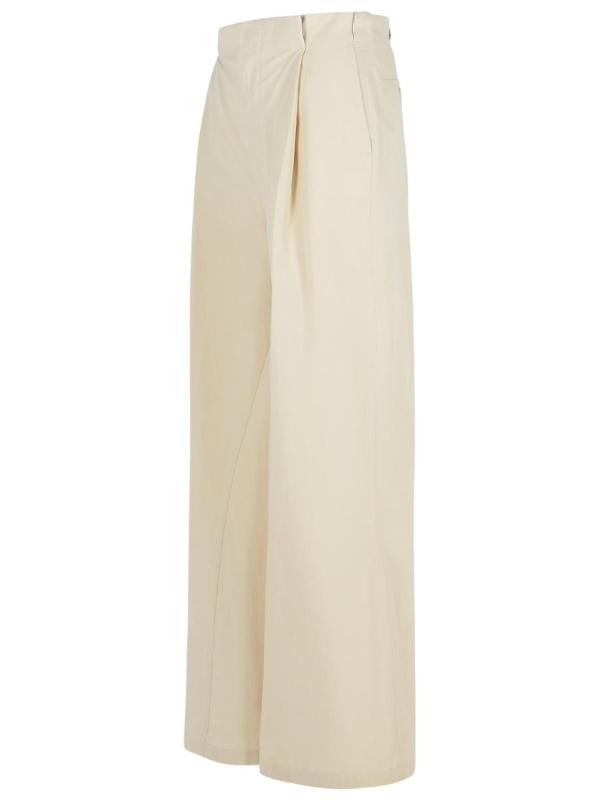 Maison Margiela Over Ivory Cotton Blend Pants In Neutrals
