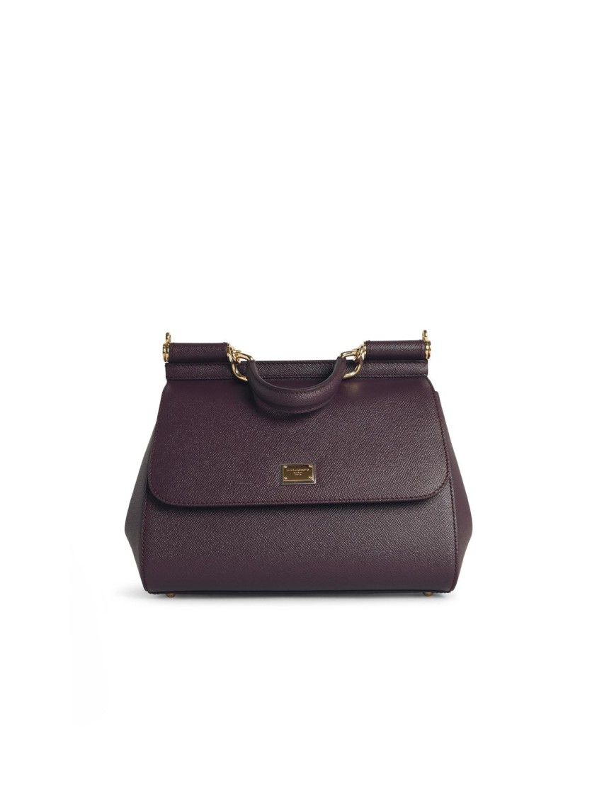 Dolce & Gabbana Large Sicily Handbag In Must-coloured Calf Leather In Black