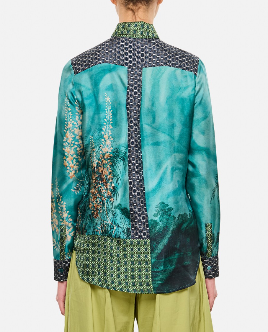 PIERRE-LOUIS MASCIA PIERRE-LOUIS MASCIA GREEN PRINTED SHIRT WITH POINTED COLLAR