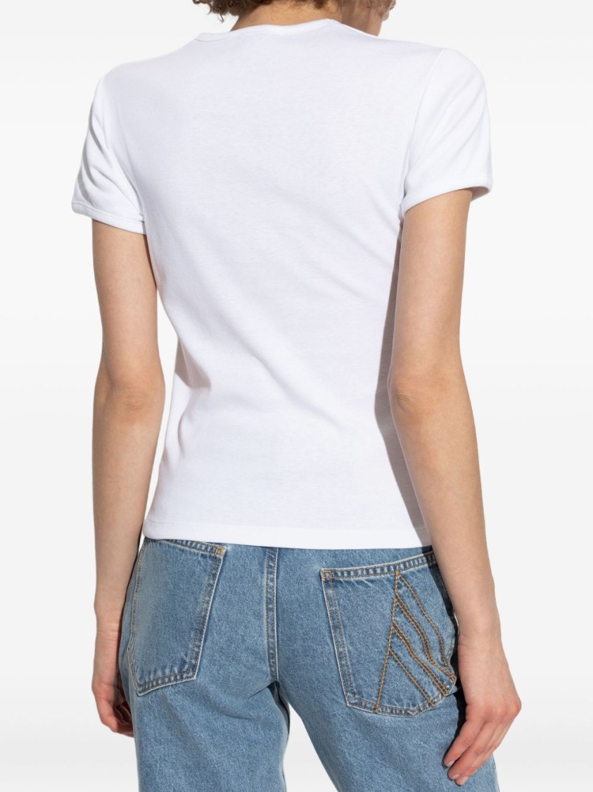 Coperni Cut-out Design Black T-shirt With Modern Silhouette In White