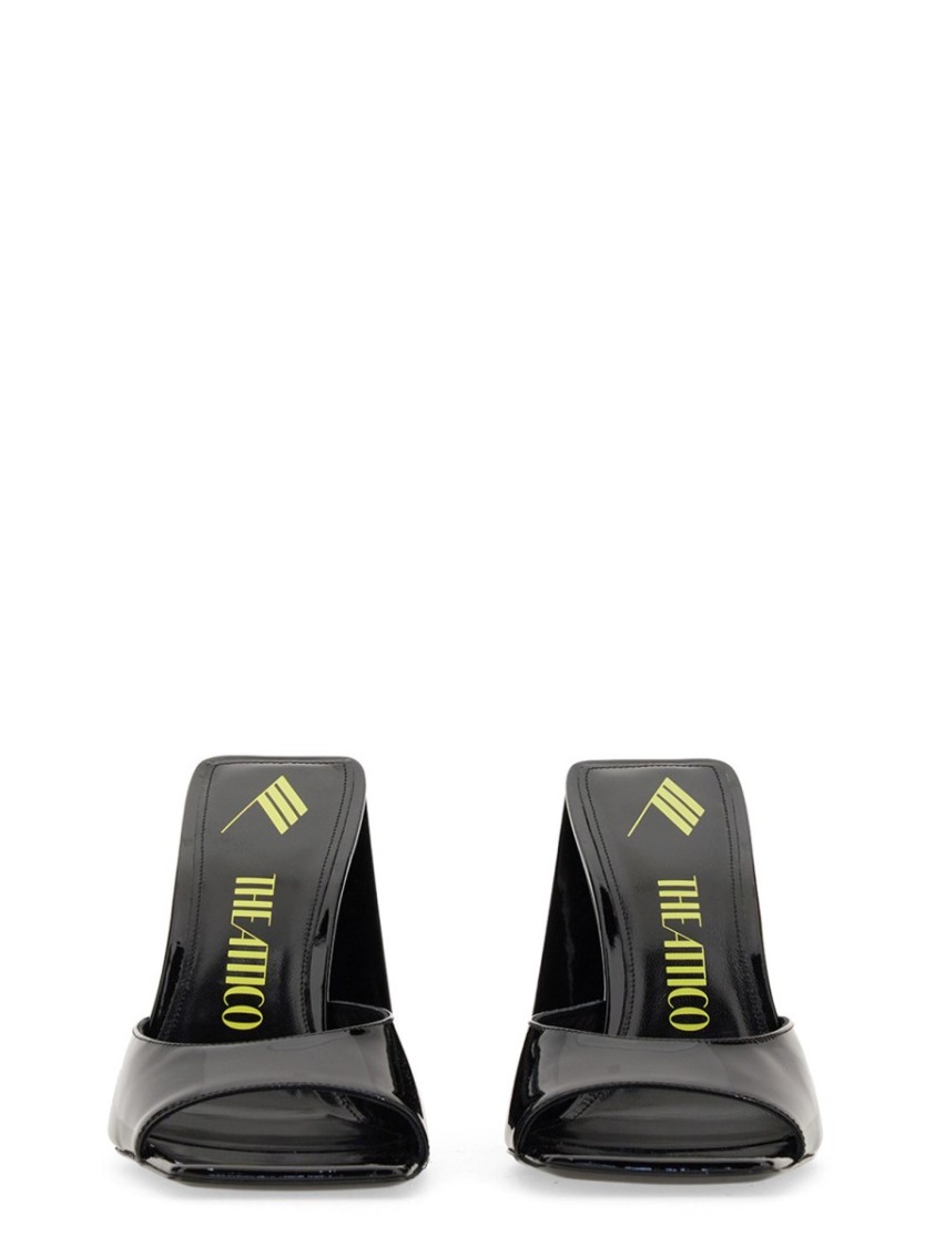 Attico Mini Devon 85 Patent Leather Sandals In Black