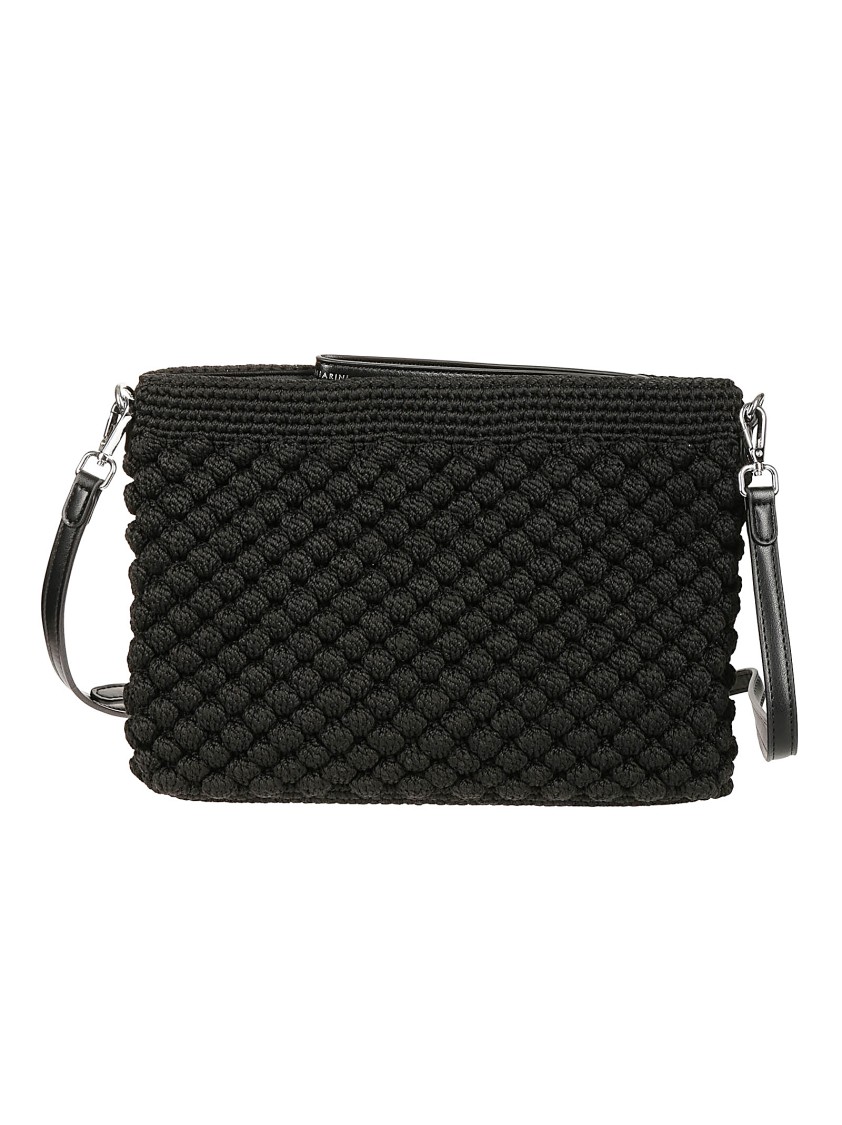 Gianni Chiarini Clutch Bag With Textured Bubble Fabric In Black