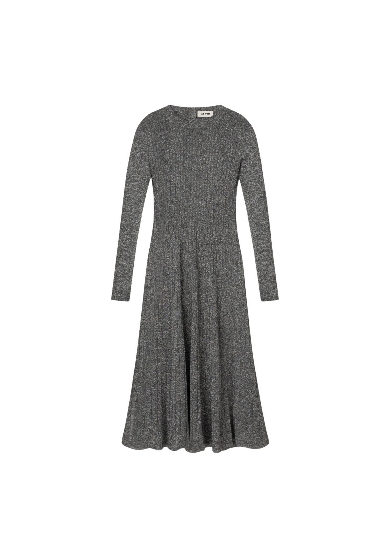 Shop Aeron Pavlova - Sparkly Ribbed Midi Dress In Grey