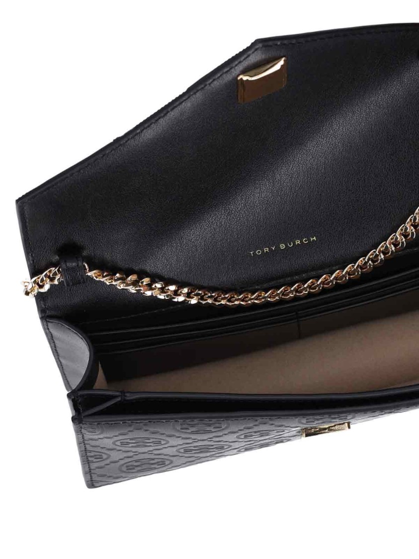 Tory Burch T Monogram' Chain Wallet – Black In Black