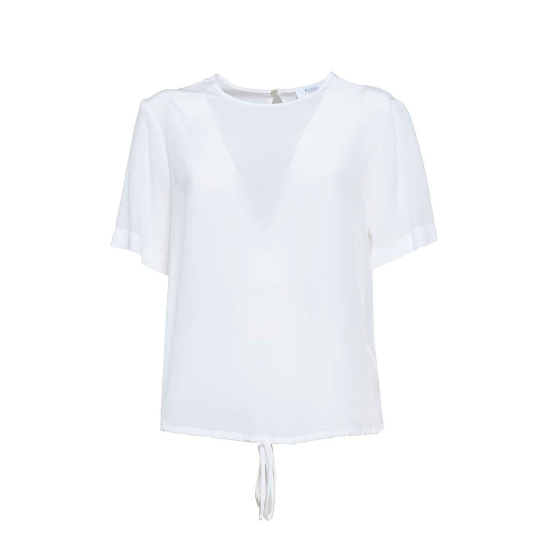 BARBA NAPOLI BARBA WHITE SILK CREWNECK BLOUSE 