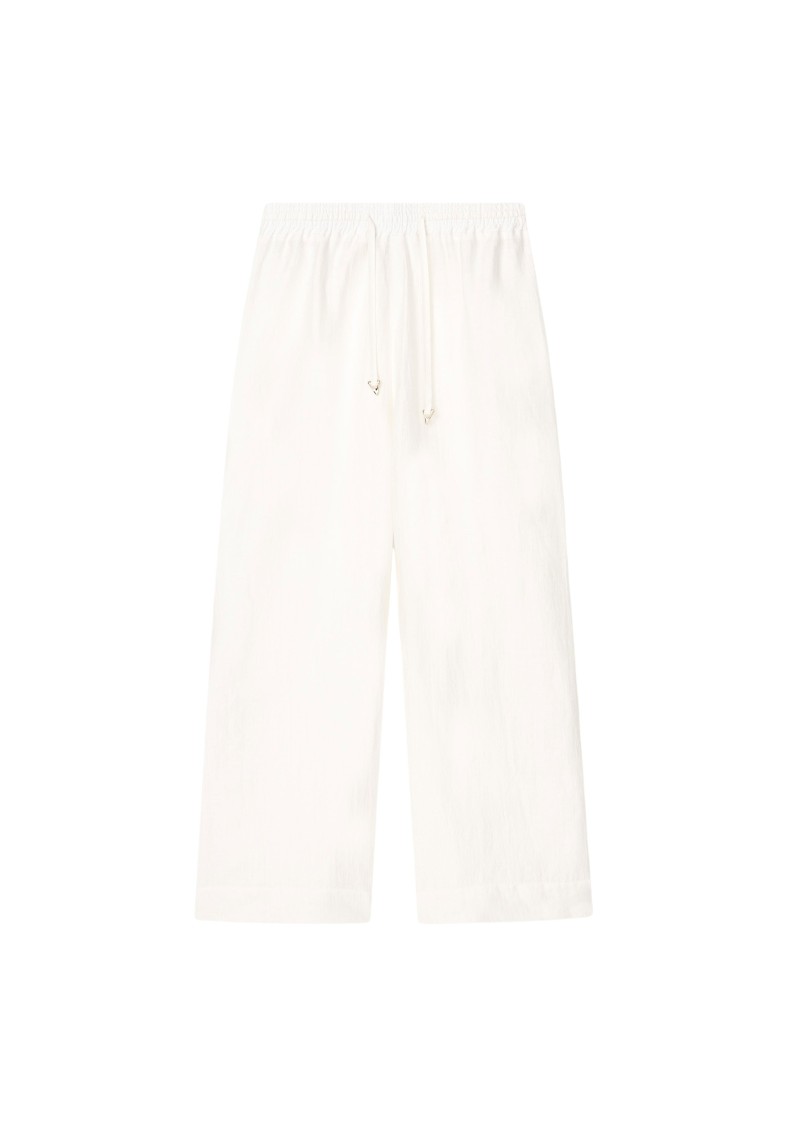 Shop Aeron Gilbert - Linen Wide Leg Pants In White
