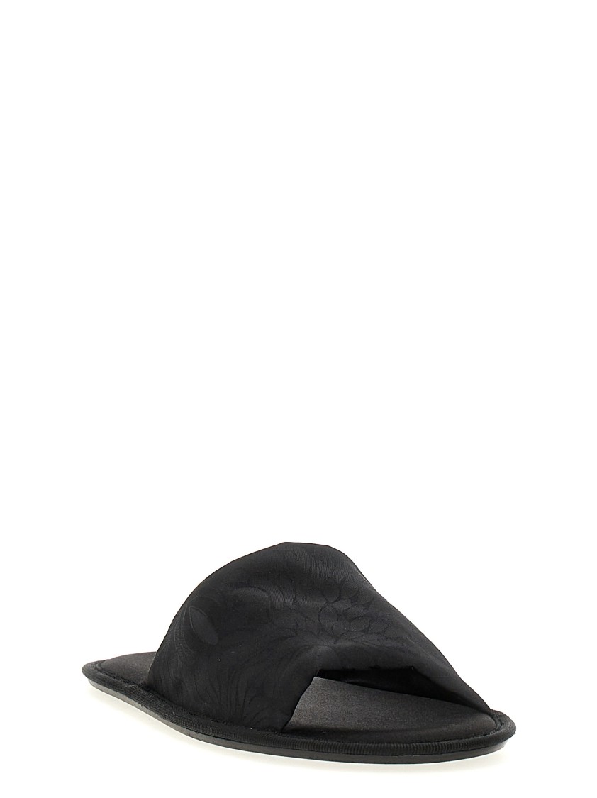 The Row Frances Slipper Open Toe Flats In Black