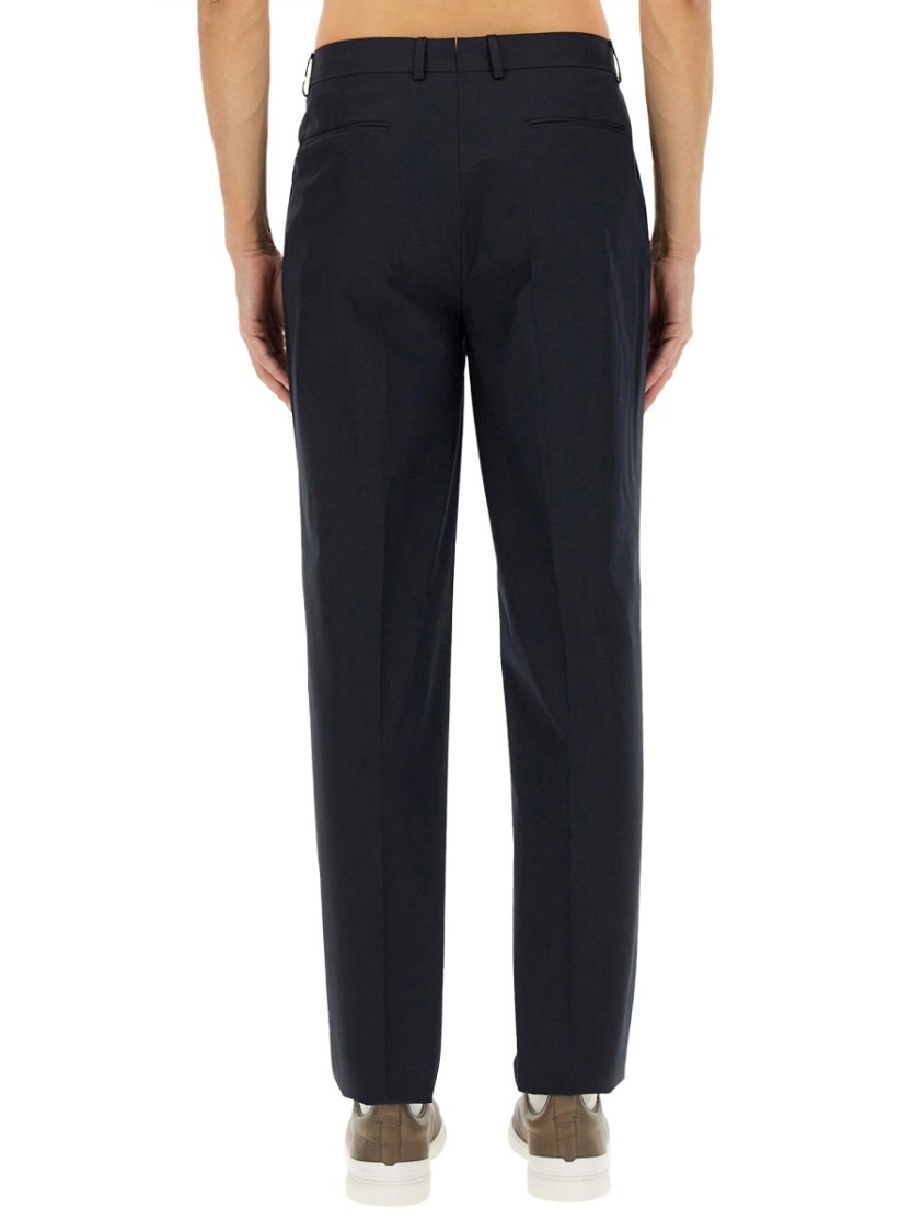 Shop Zegna Tailored Black Straight Leg Pants In Blue