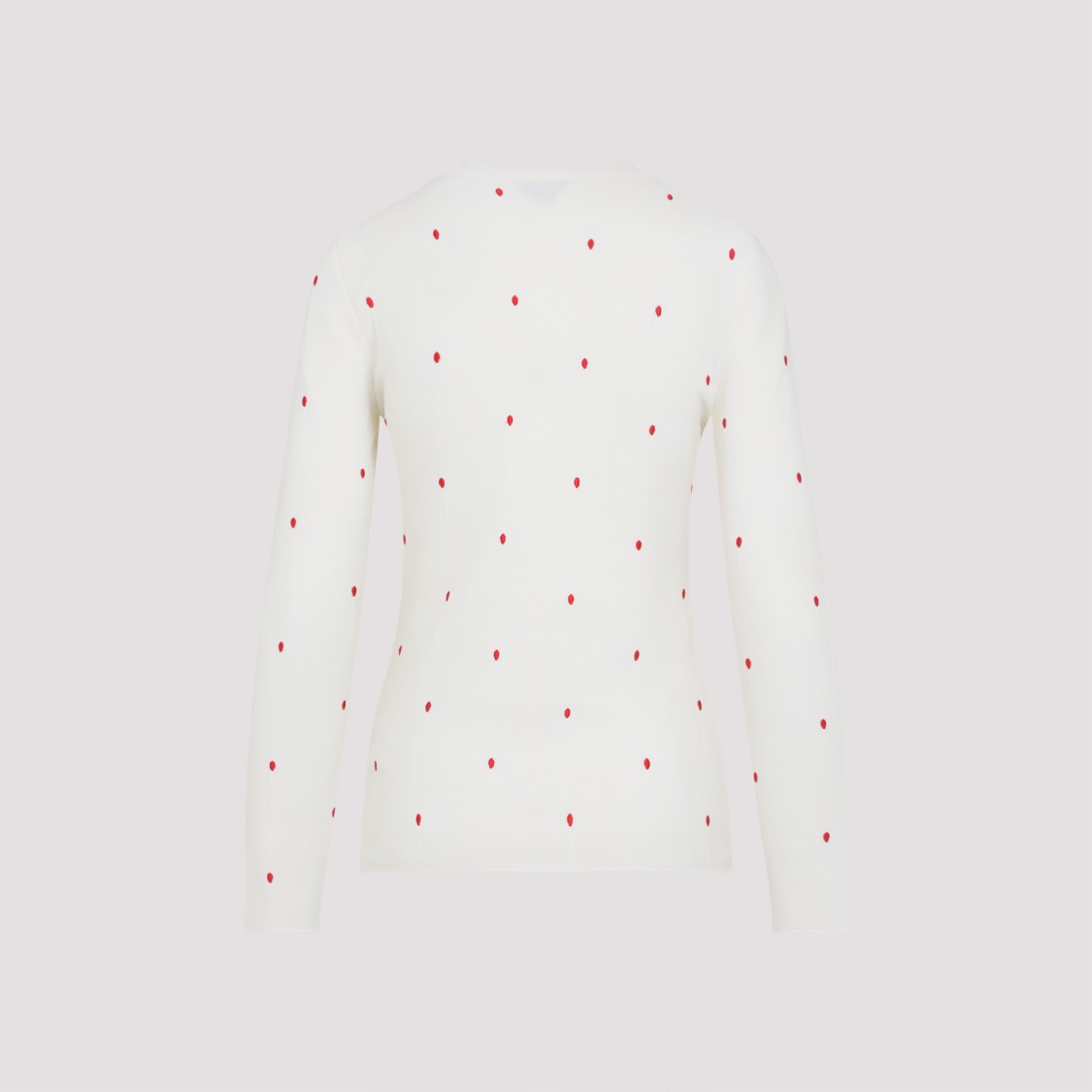 Bottega Veneta Polka Dot Crew Neck Top With Red Embellishment