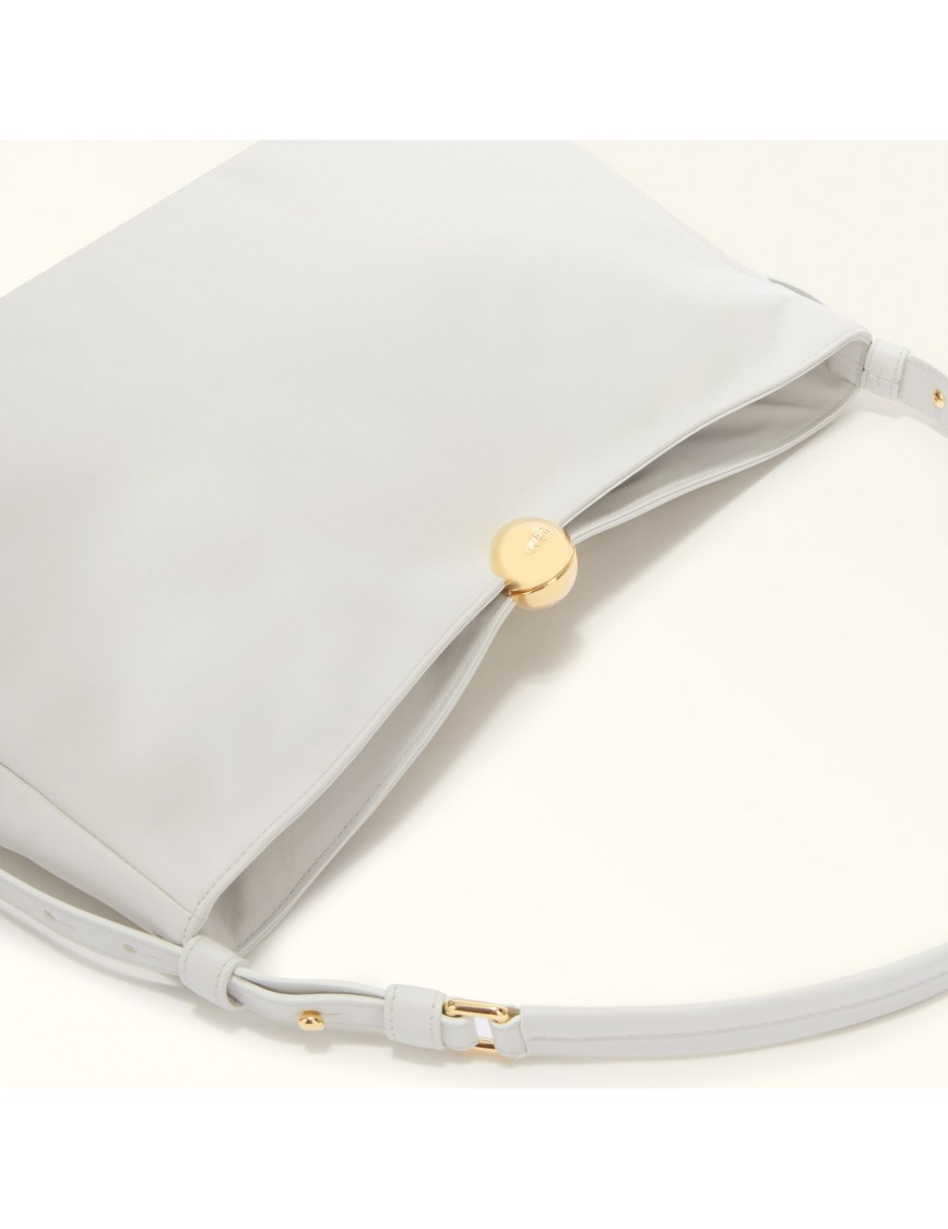 Furla Sfera Soft L Shoulder Bag In Marshmallow Color Leather In White