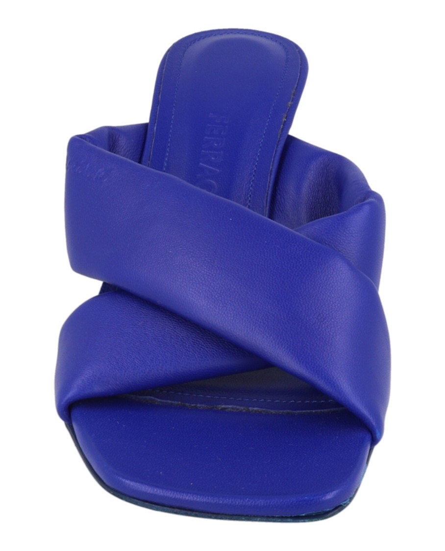 Ferragamo Woman Sandals Bright Blue Size 7.5 Lambskin In Blue