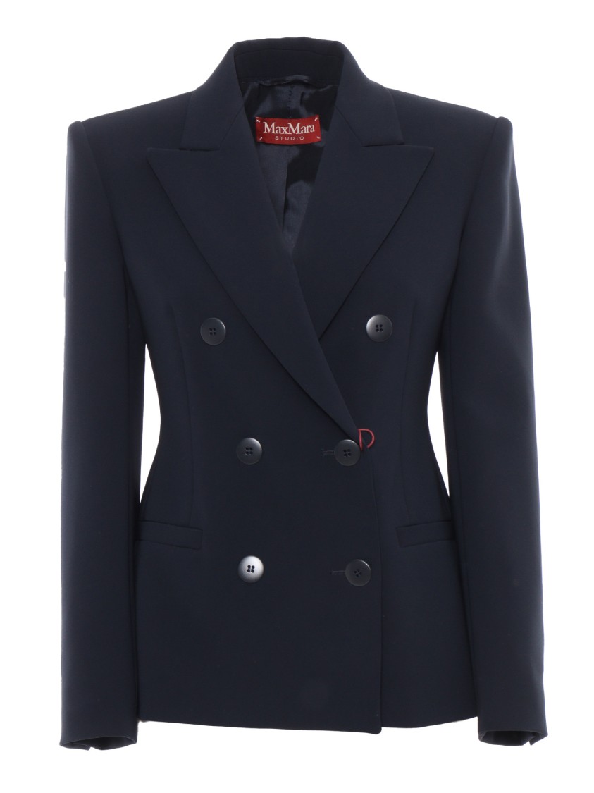 Max Mara Double-breasted Tailored Jacket With Structured Silhouette In Blue