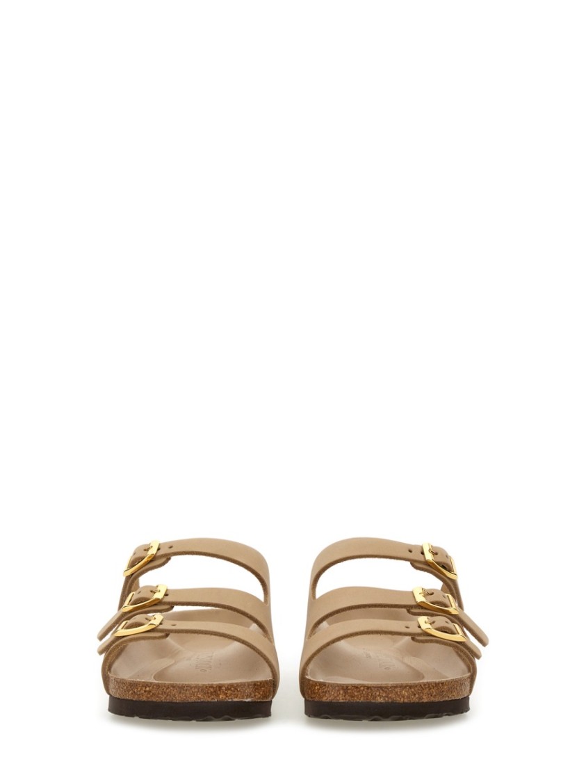 Birkenstock Beige Leather Florida Slippers