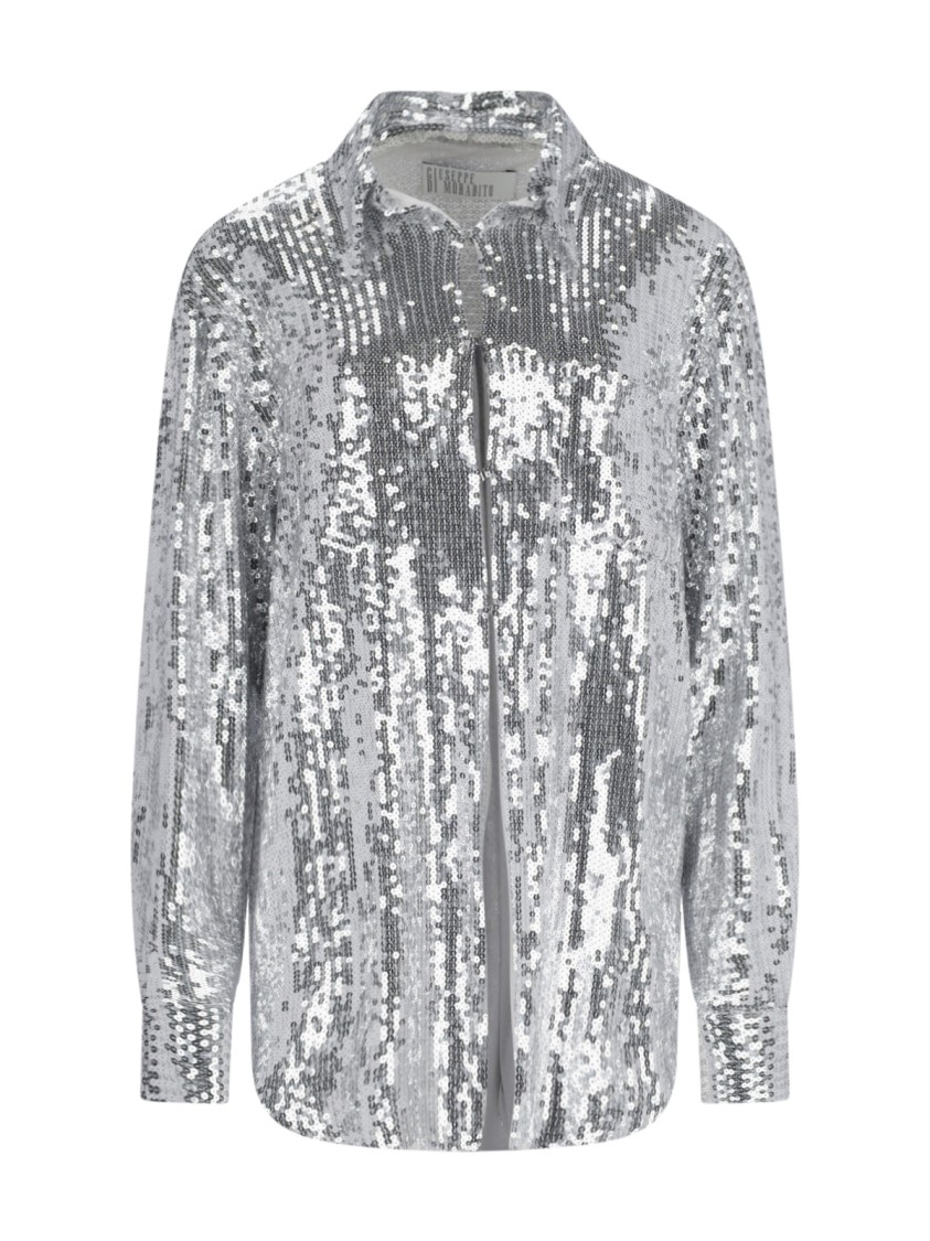Giuseppe Di Morabito Sequin Embellished Collared Neck Long Sleeves Top