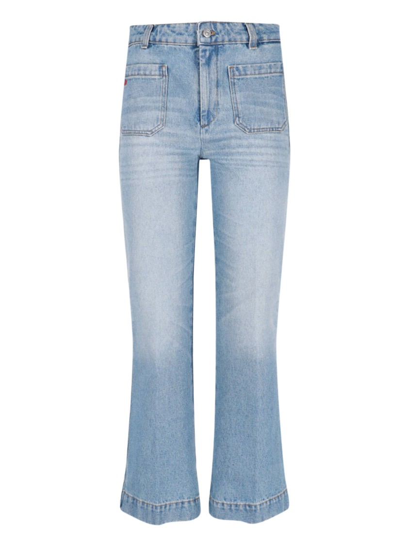 Victoria Beckham Light-wash Denim Jeans With A Distressed Effect In Blue