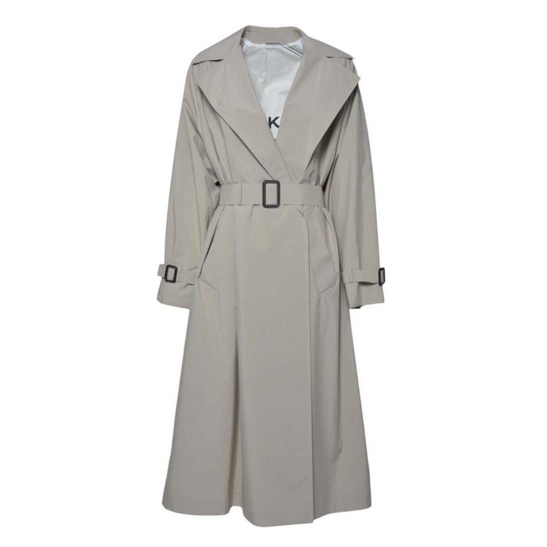 Max Mara Trench Coat With Wide Lapel And Belted Waist In Gray