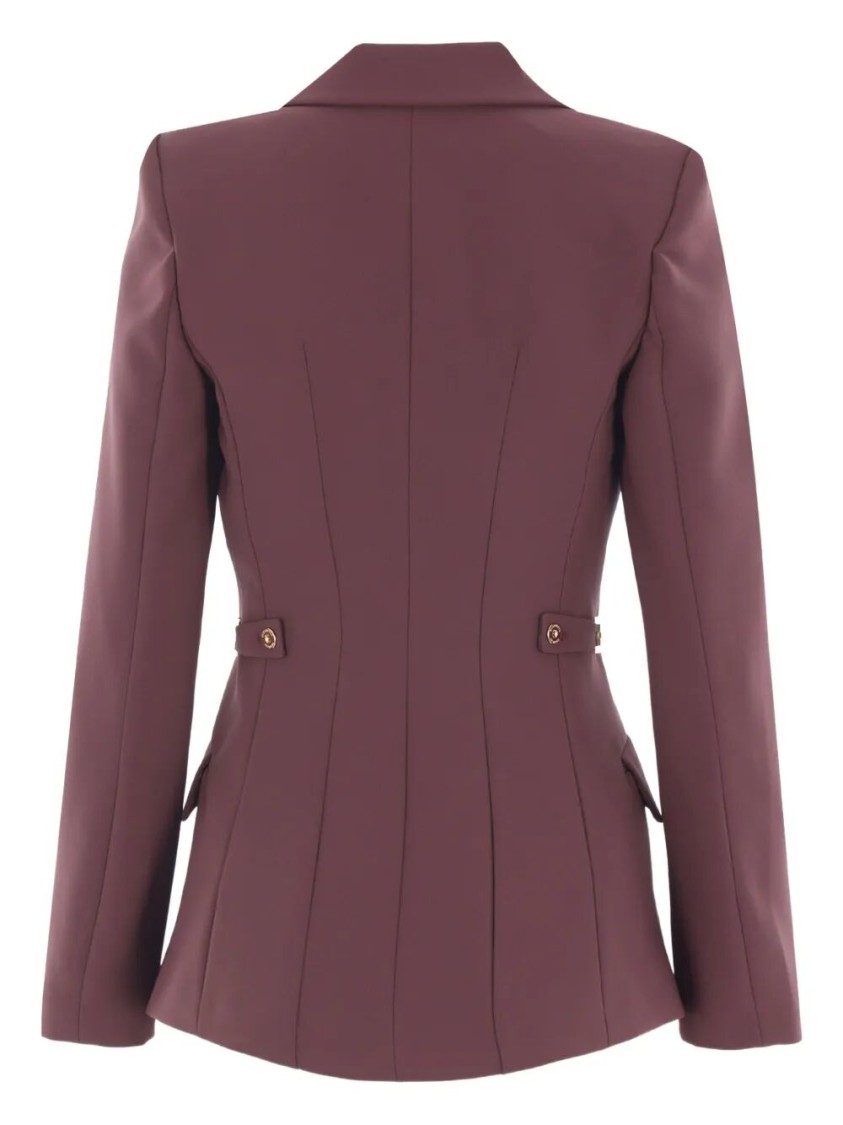 Elisabetta Franchi Fitted Tailored Jacket With Gold-tone Buttons In Burgundy