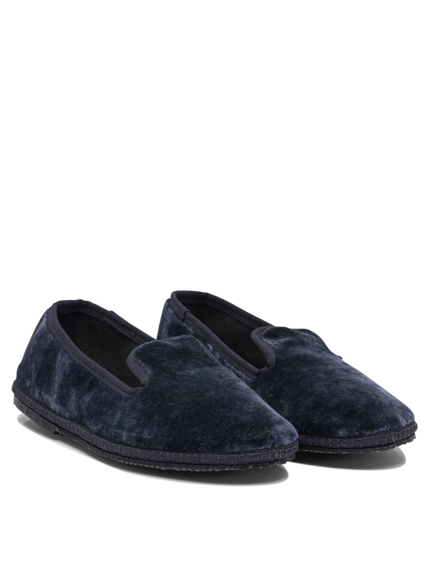 Sentier Di Segantin Roberta Streamlined Blue Loafers And Slippers With Plush Texture In Blue