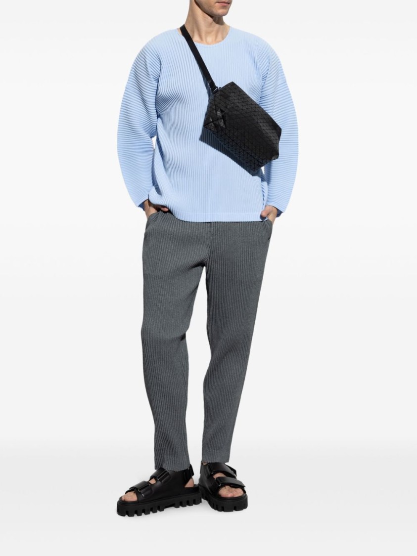 Shop Issey Miyake Homme Plissé Pleated Trousers With Elasticated Waistband In Grey