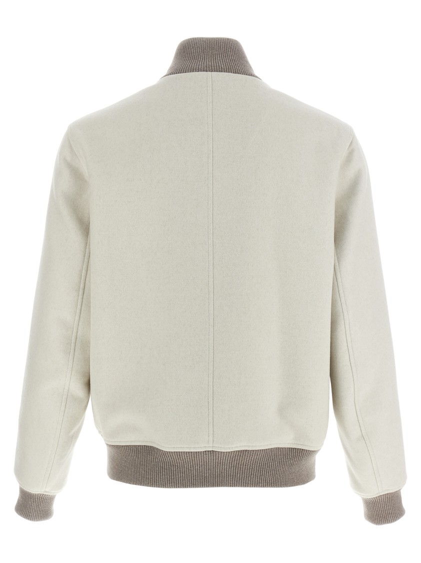 Brunello Cucinelli Wool Bomber Jacket Puffer Jackets White