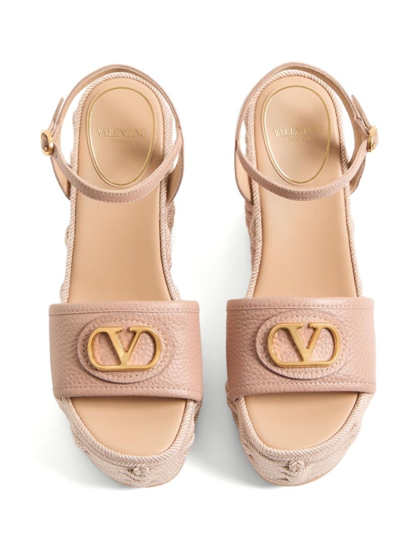 Valentino Garavani Espadrille-style Flat Shoes With Textured Upper In Neutral