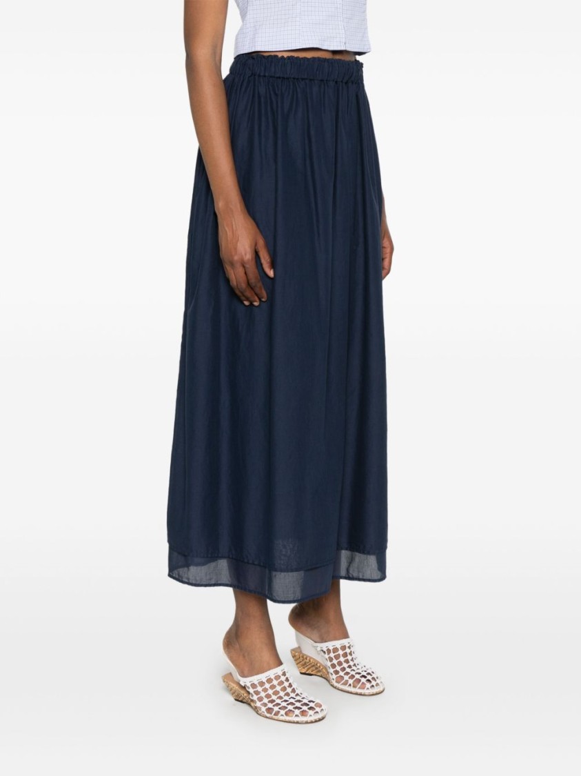 Jucca Navy Blue Cotton Midi Skirt In Blue