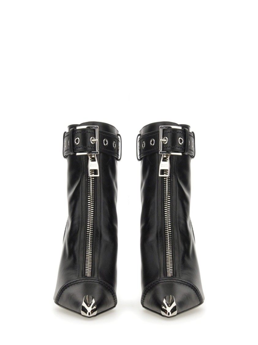 Alexander Mcqueen Alexander Mc Queen Black Slash Biker Boot In Black