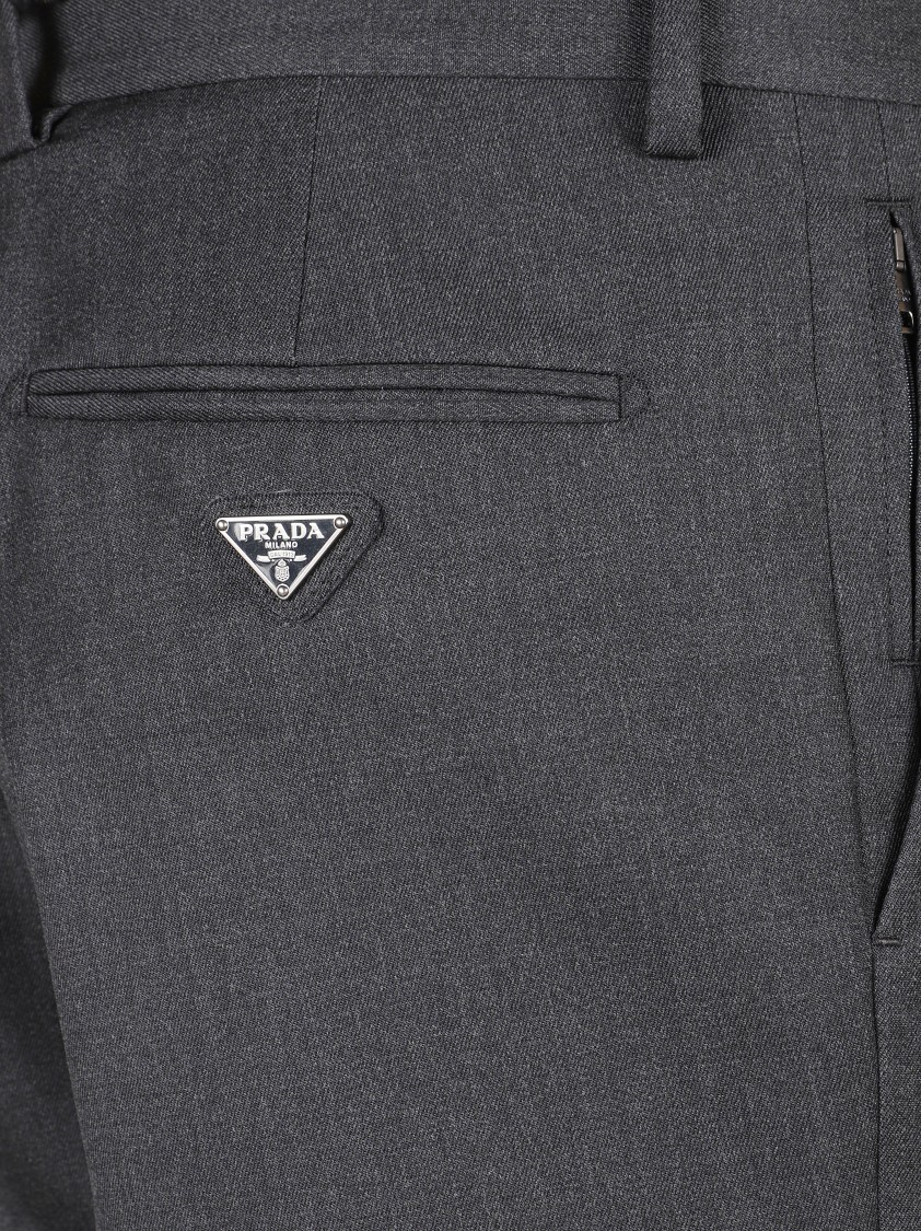 Prada Tailored Anthracite Trousers With Classic Waistband In Black