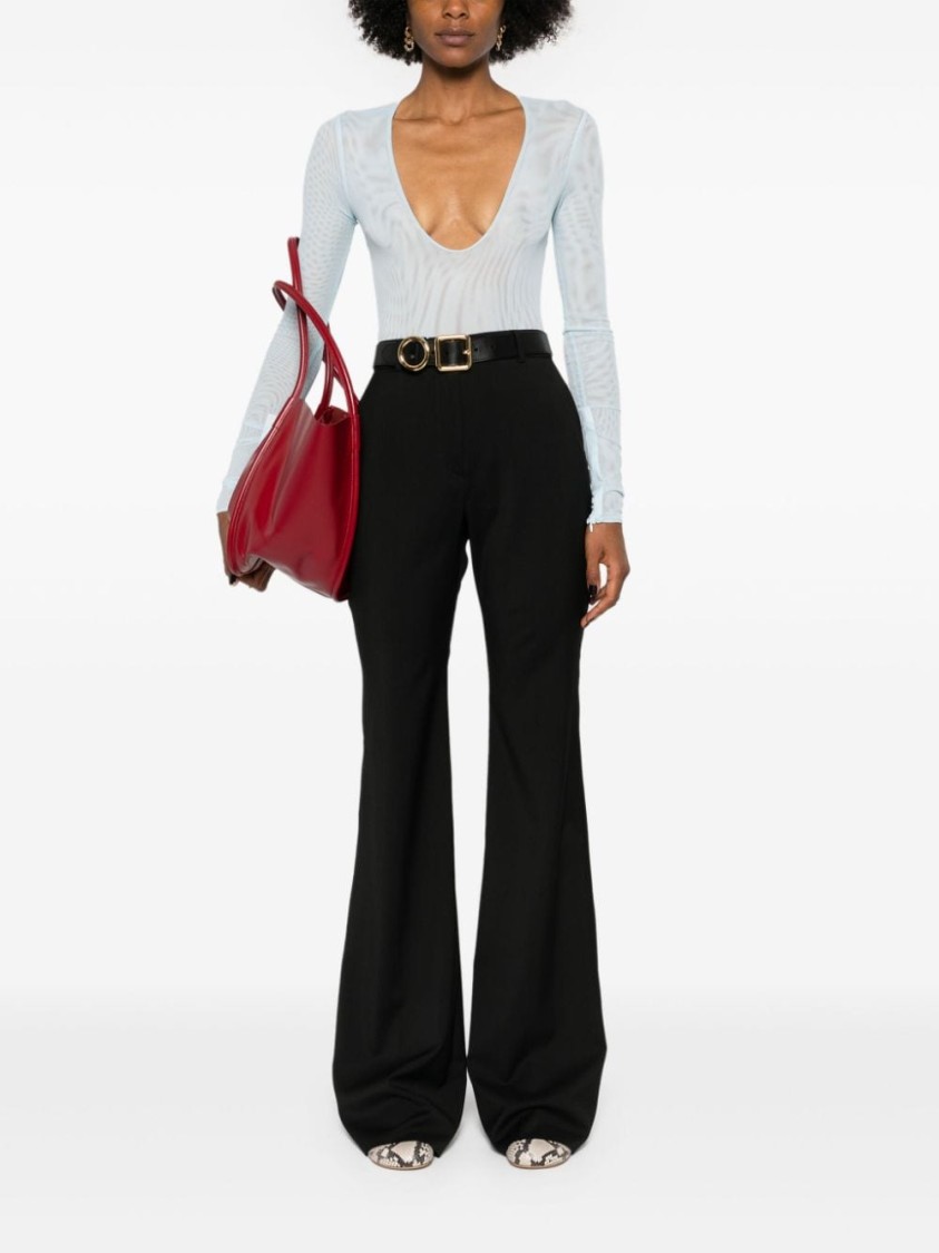 Sportmax Flared Virgin Wool Tailored Trousers In Black