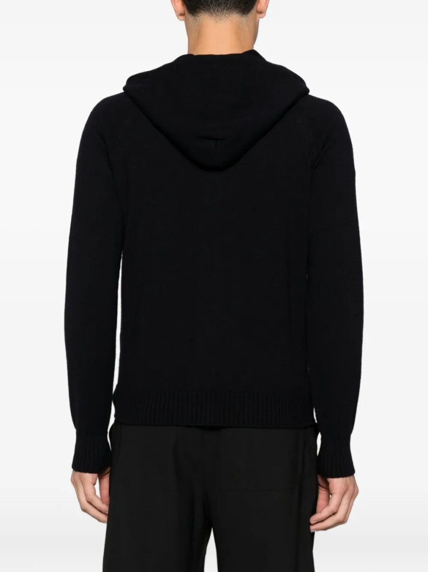 Drumohr Zip-up Jacket With Classic Hood In Black