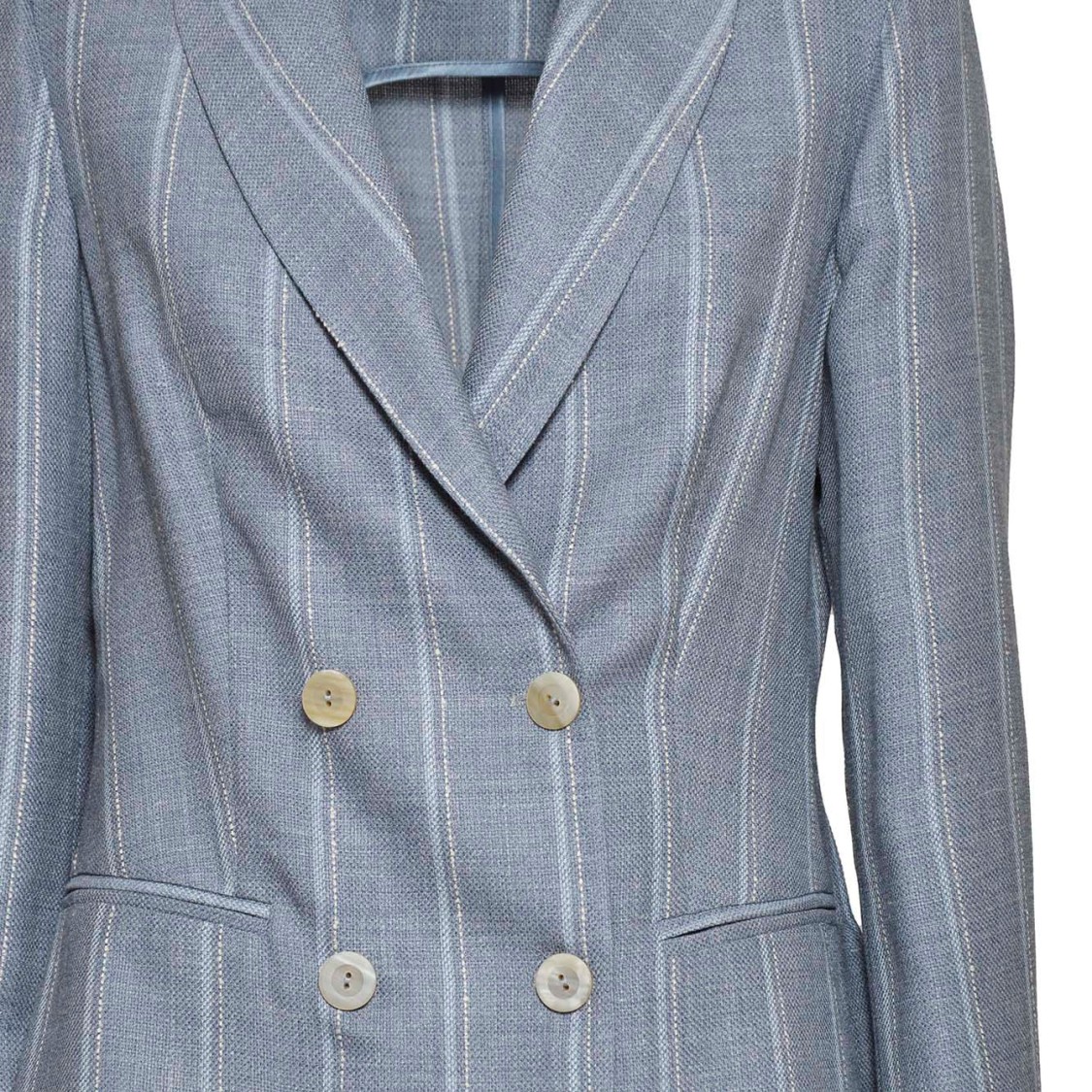 BARBA NAPOLI BARBA BLAZER GI2 DOUBLE BREASTED IN LIGHT BLUE LINEN