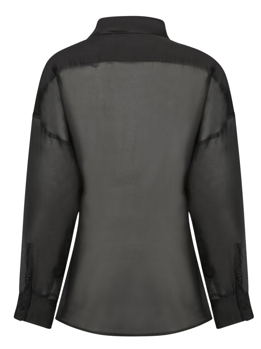 BLANCA VITA BLANCA VITA LIGHTWEIGHT COTTON MUSLIN BLACK SHIRT 