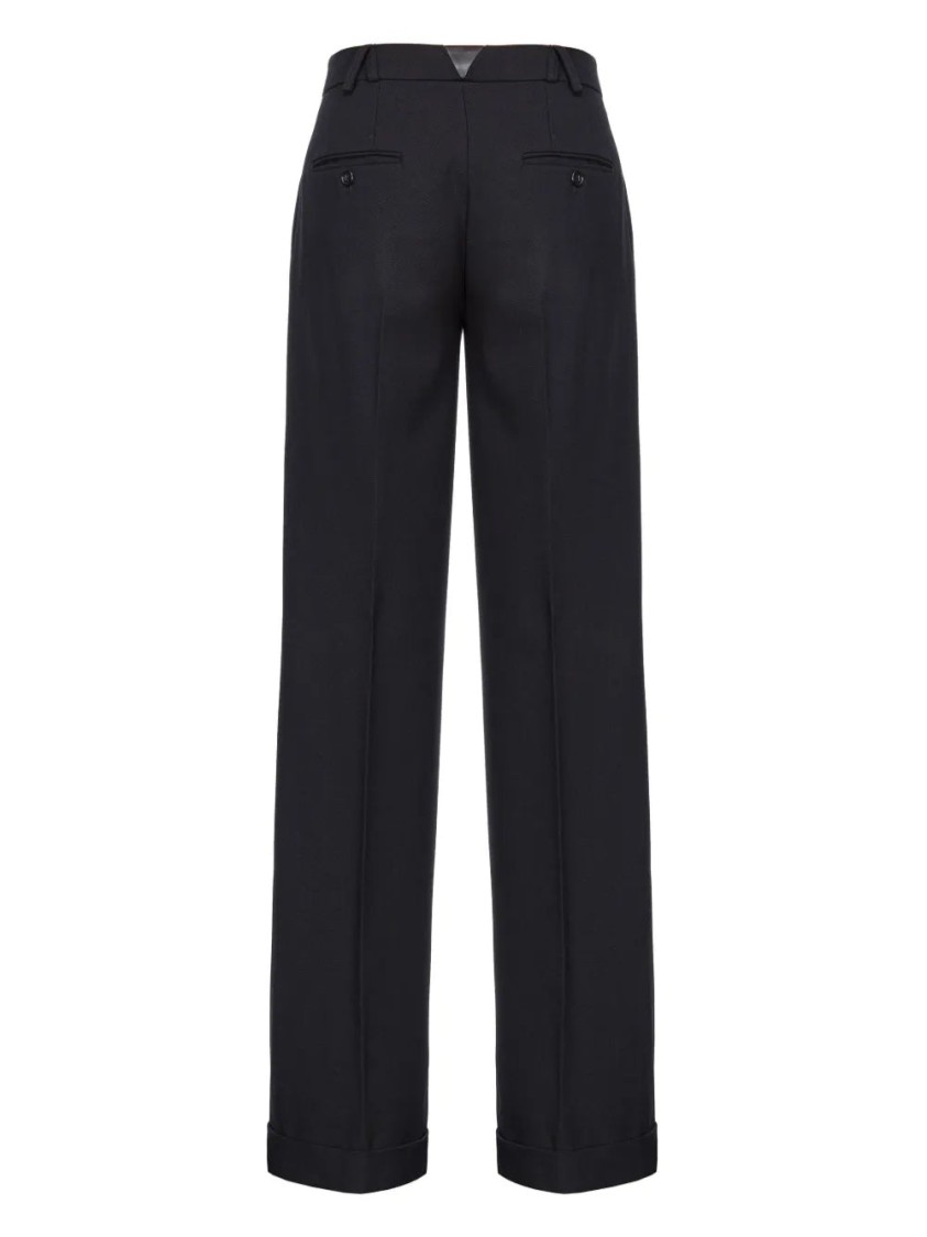 Pinko Wide-leg Trousers With Pleated Front In Blue