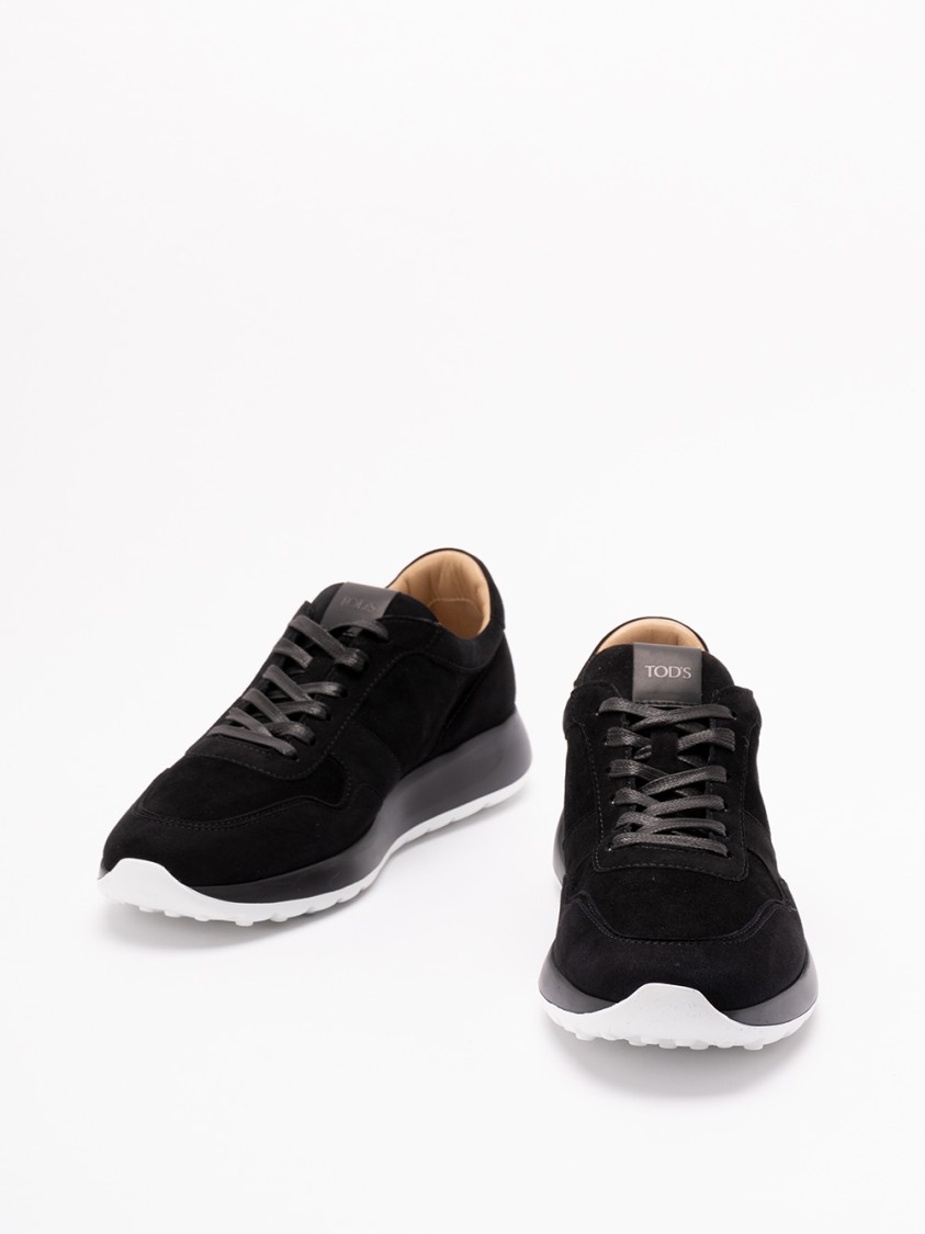 Tod's Soft Suede Sneakers With Durable Sole In Black