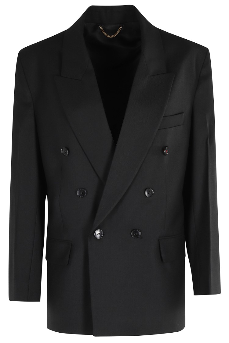 Victoria Beckham Double-breasted Tailored Jacket With Sharp Lapel In Black