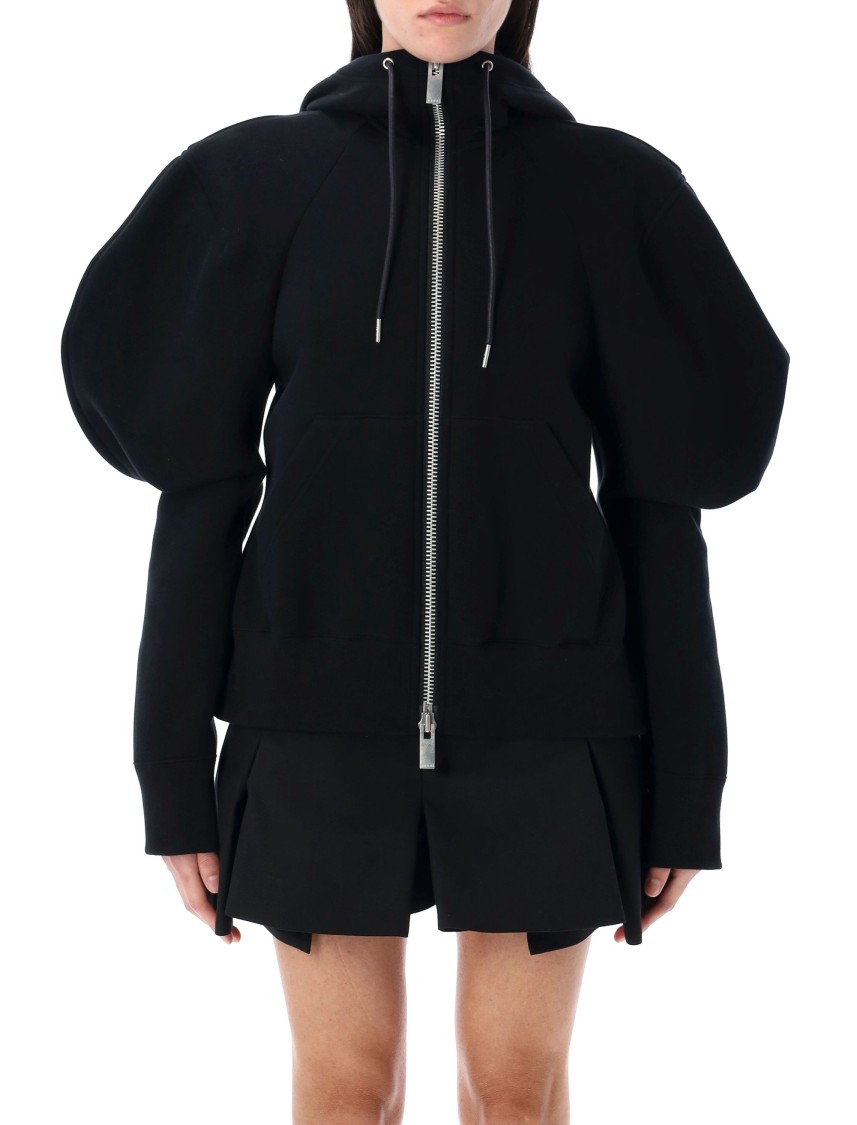 Shop Sacai Balloon Sleeves Hoodie In Black