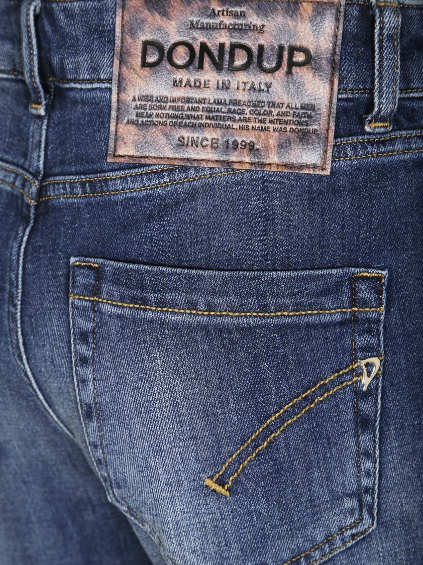 Dondup High-waisted Relaxed Fit Jeans With Subtle Logo Detail In Blue