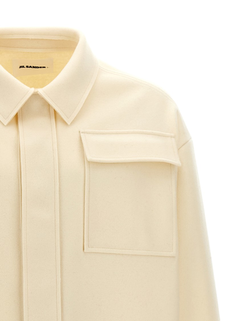 Jil Sander Wool Blend Shirt With Button Closure In Neutral