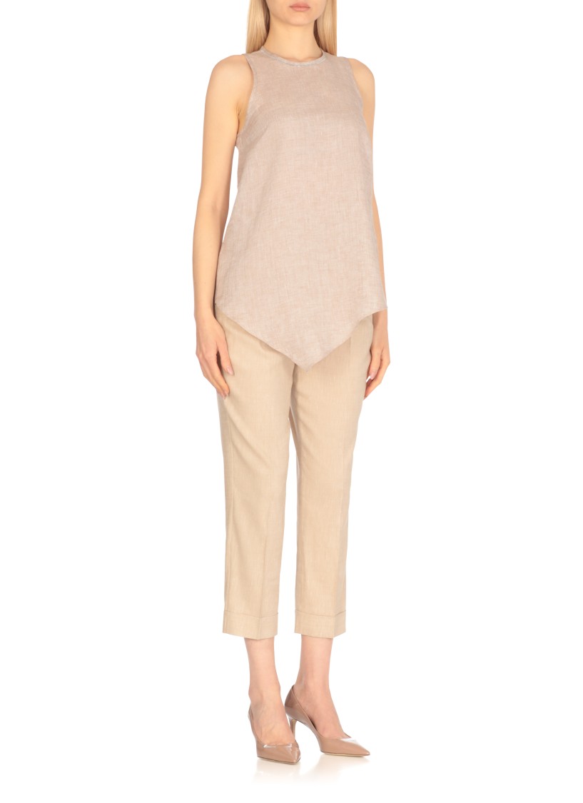 Shop Peserico Beige Linen Top In Neutrals