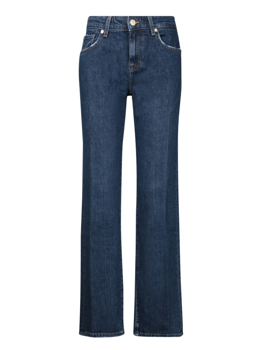 7 For All Mankind Classic Straight-leg Mid-rise Blue Jeans In Green